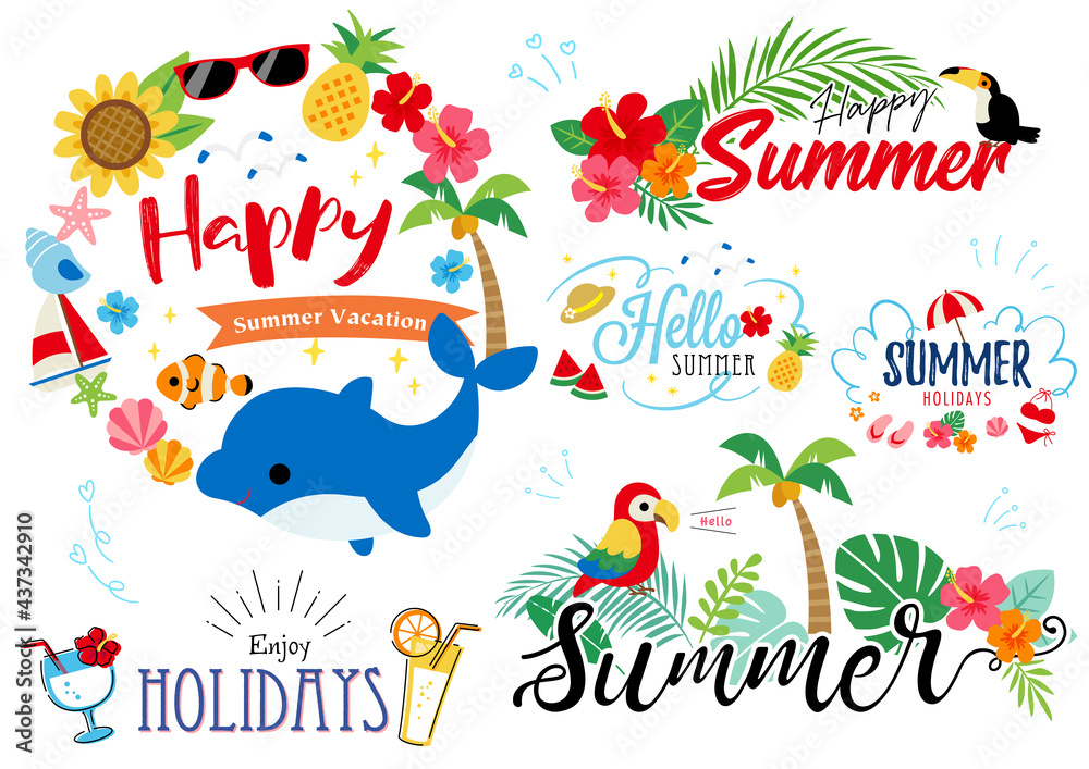 夏のイラスト 英語バージョン Stock Vector Adobe Stock