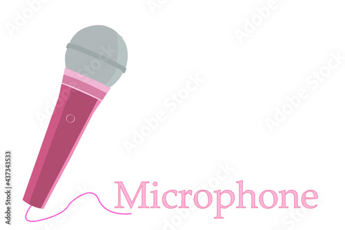 The singing microphone is a light pink vector and has wires under it.