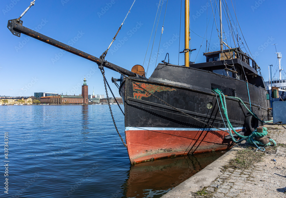 An old moored ship in center of Stockholm An old moored ship in center of Stockholm
