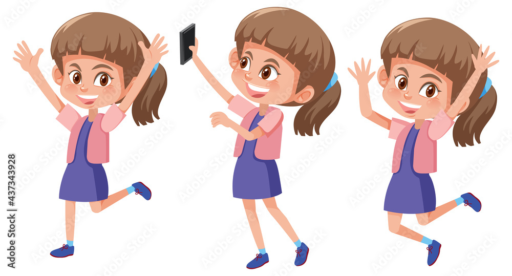 Set of a girl with different positions Set of a girl with different positions