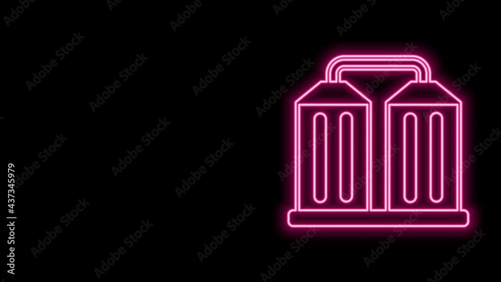 Glowing neon line Granary icon isolated on black background. Silo with grain, elevator, granary, factory. Warehouse of grain crops. 4K Video motion graphic animation Glowing neon line Granary icon isolated on black background. Silo with grain, elevator, granary, factory. Warehouse of grain crops. 4K Video motion graphic animation