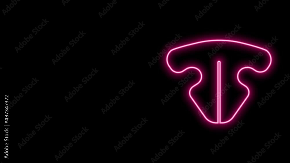 Glowing neon line Cat nose icon isolated on black background. 4K Video motion graphic animation