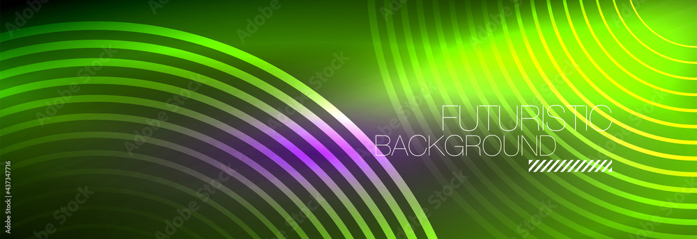 Dark abstract background with glowing neon circles. Trendy layout template for business or technology presentation, internet poster or web brochure cover, wallpaper Dark abstract background with glowing neon circles. Trendy layout template for business or technology presentation, internet poster or web brochure cover, wallpaper