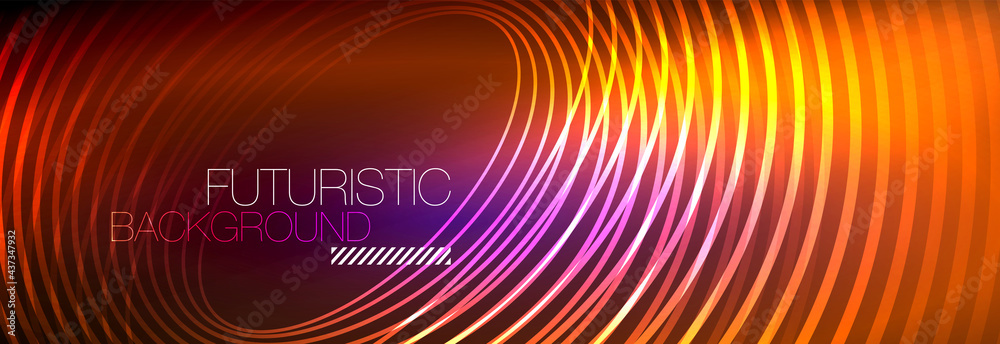 Dark abstract background with glowing neon circles. Trendy layout template for business or technology presentation, internet poster or web brochure cover, wallpaper Dark abstract background with glowing neon circles. Trendy layout template for business or technology presentation, internet poster or web brochure cover, wallpaper