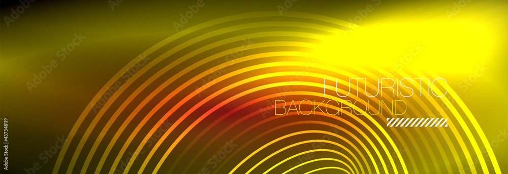 Dark abstract background with glowing neon circles. Trendy layout template for business or technology presentation, internet poster or web brochure cover, wallpaper Dark abstract background with glowing neon circles. Trendy layout template for business or technology presentation, internet poster or web brochure cover, wallpaper