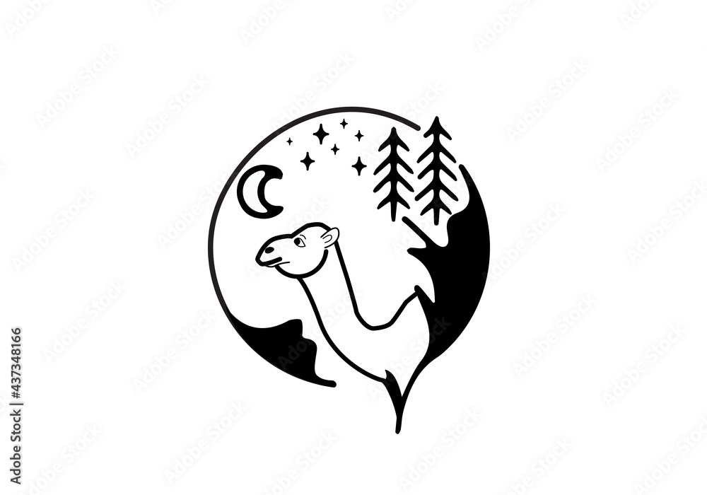 Black line art unique animal design theme of a bear Black line art unique animal design theme of a bear