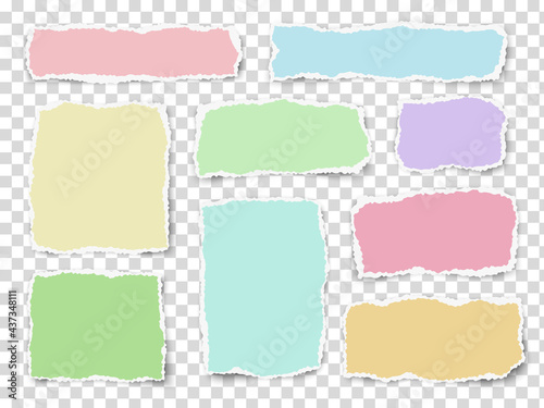 Set of paper scraps of different shapes and different colors  isolated on transparent 