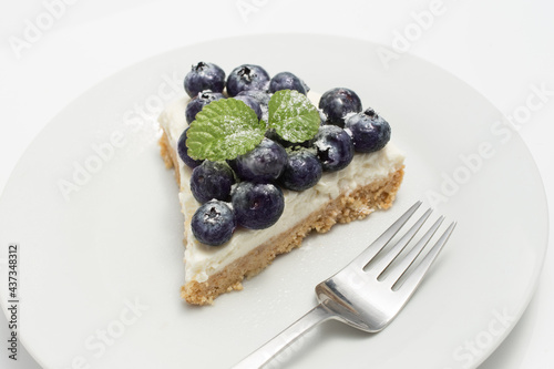 cheese pie with berries white background