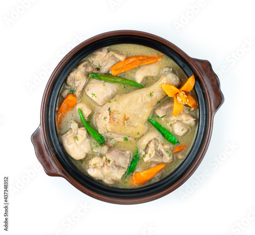 Shahi Chicken Korma White Curry Soup Indian Food photo