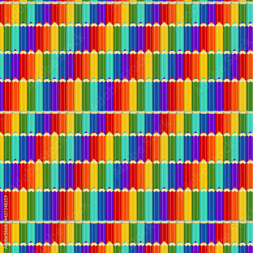 vector pattern with rainbow colored pencils