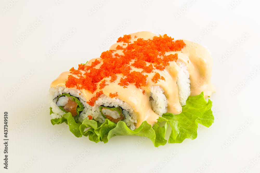 Japanese roll with salmon and prawn Japanese roll with salmon and prawn