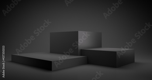 Photos Abstract geometric black winner podium - 3d illustration