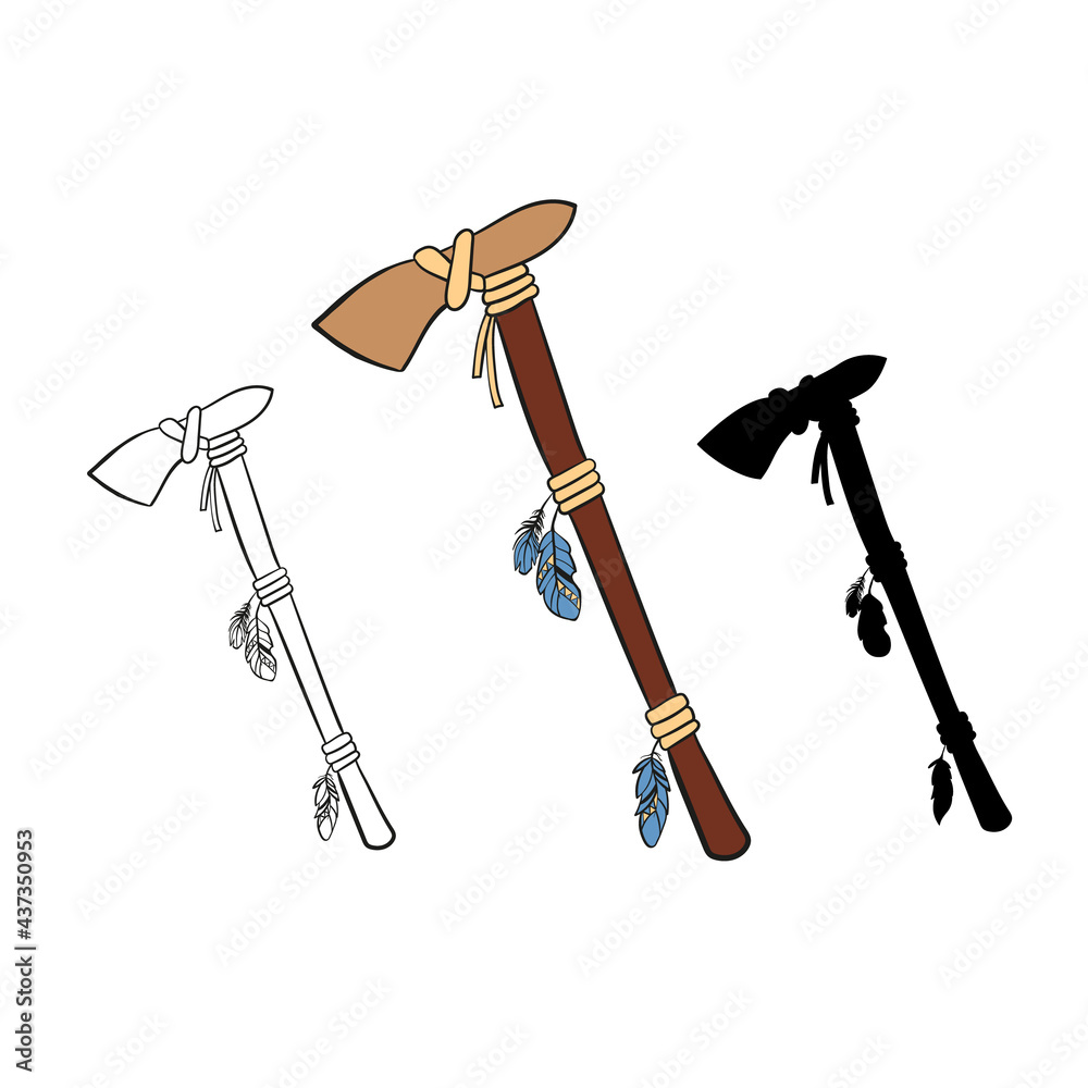 Native american tomahawk.Traditional indian weapons. Vector ...