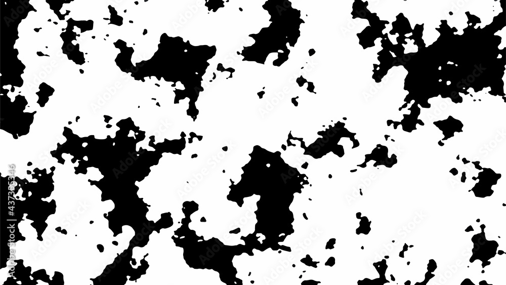 Abstract vector grunge background. Chaotic black spots with uneven edges.