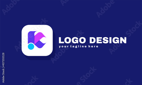 stock illustrator abstract letter k logo with gradient design concept of future and forward