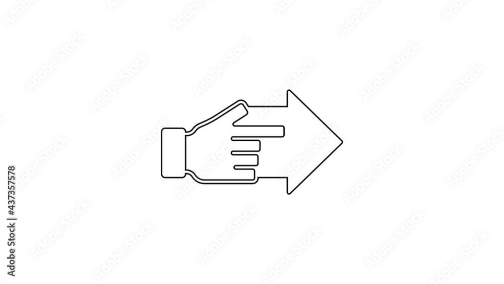 Black line Hand with pointing finger with arrow icon isolated on white background. Business vision and target. Concept business finance, character, leader. 4K Video motion graphic animation Black line Hand with pointing finger with arrow icon isolated on white background. Business vision and target. Concept business finance, character, leader. 4K Video motion graphic animation