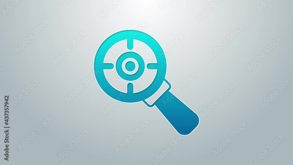 Blue line Target financial goal concept with magnifying glass icon isolated on grey background. Symbolic goals achievement, success. 4K Video motion graphic animation Blue line Target financial goal concept with magnifying glass icon isolated on grey background. Symbolic goals achievement, success. 4K Video motion graphic animation