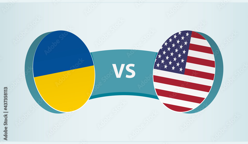 Ukraine versus USA, team sports competition concept. Ukraine versus USA, team sports competition concept.