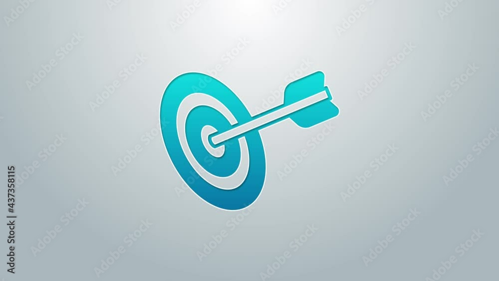 Blue line Target financial goal concept icon isolated on grey background. Symbolic goals achievement, success. 4K Video motion graphic animation