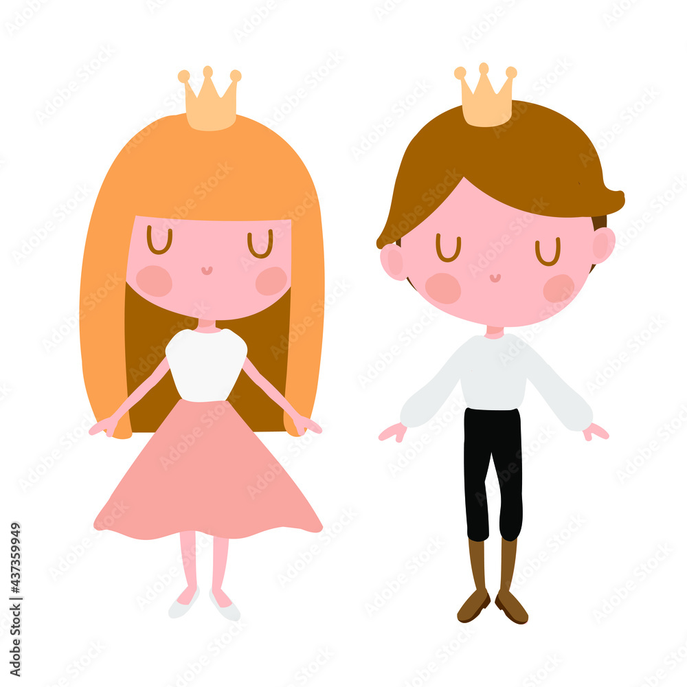 cute little prince and princess on the white background
cute little prince and princess on the white background