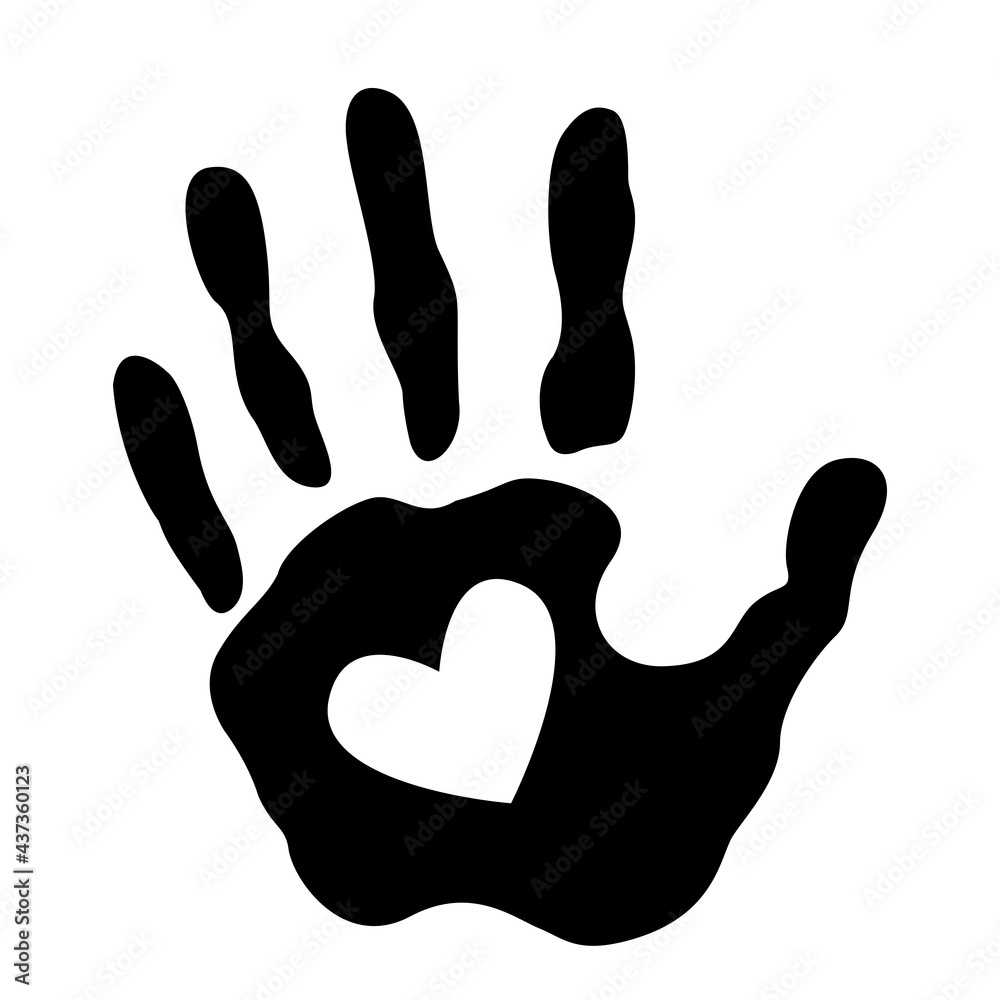 Human hand print with heart shape Human hand print with heart shape
