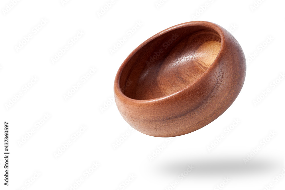 Empty wooden bowl isolated on white background. Empty wooden bowl isolated on white background.