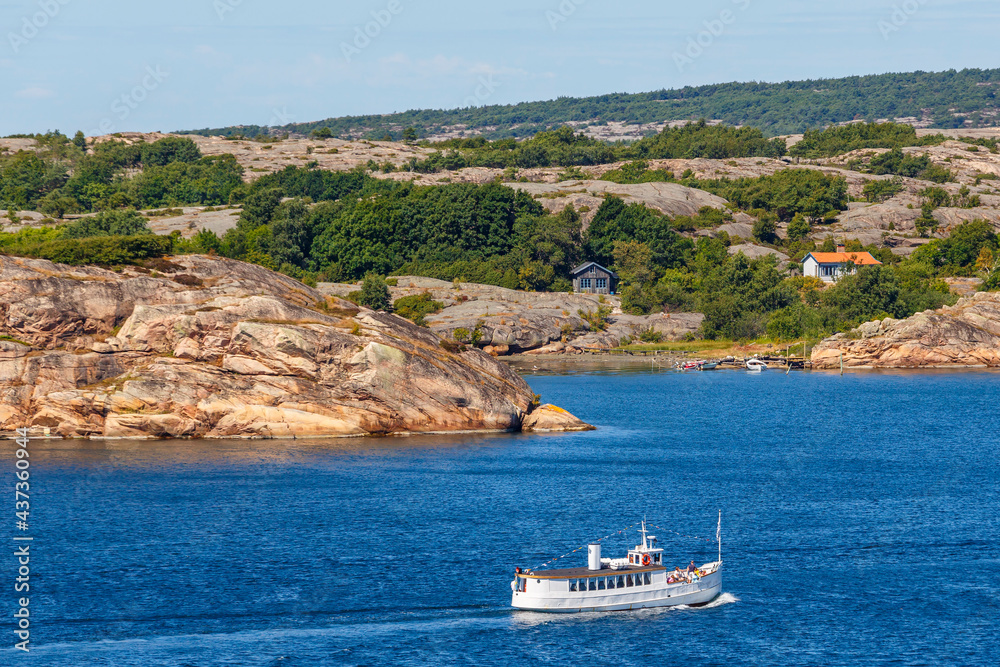 Passenger ships in an idyllic sea archipelago