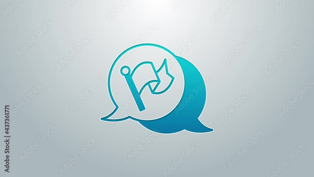 Blue line Flag icon isolated on grey background. Victory, winning and conquer adversity concept. 4K Video motion graphic animation Blue line Flag icon isolated on grey background. Victory, winning and conquer adversity concept. 4K Video motion graphic animation