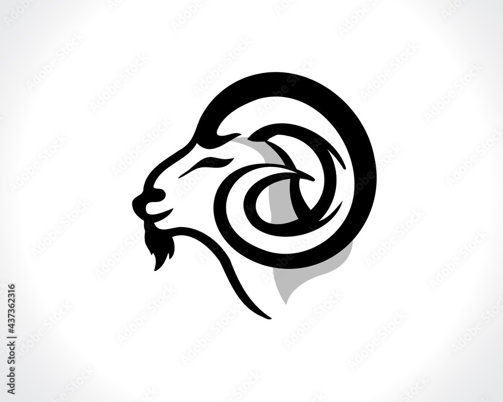 simple elegant black head goat logo design illustration