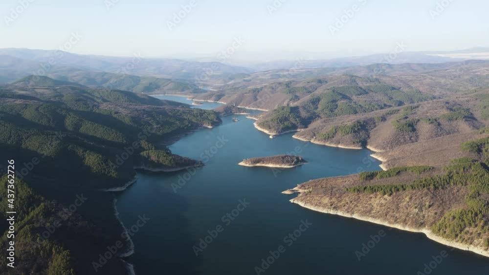 Aerial view of Topolnitsa Reservoir, Sredna Gora Mountain, Bulgaria Aerial view of Topolnitsa Reservoir, Sredna Gora Mountain, Bulgaria