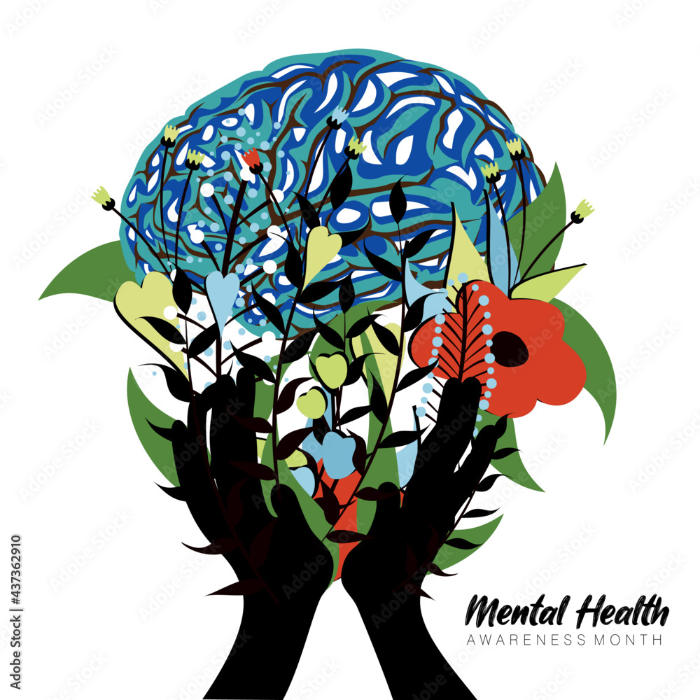 An Abstract Vector Illustration On Mental Health And Well Being On An an-abstract-vector-illustration-on-mental-health-and-well-being-on-an