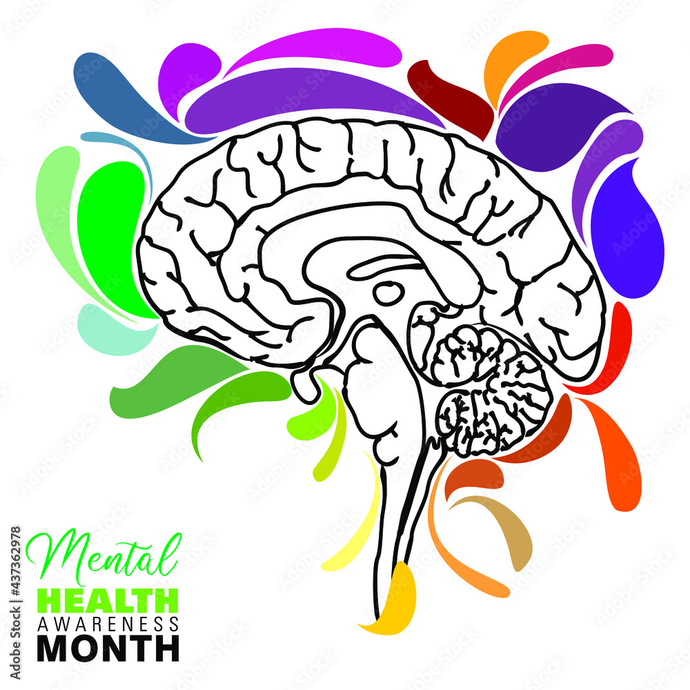 An abstract vector illustration on Mental Health and well being on an isolated white background An abstract vector illustration on Mental Health and well being on an isolated white background