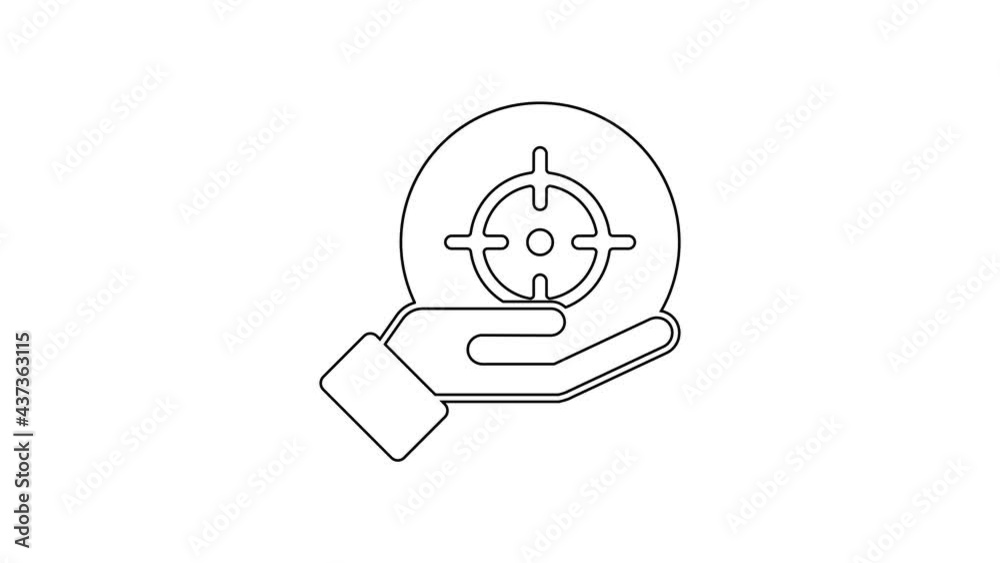 Black line Target financial goal concept icon isolated on white background. Symbolic goals achievement, success. 4K Video motion graphic animation Black line Target financial goal concept icon isolated on white background. Symbolic goals achievement, success. 4K Video motion graphic animation