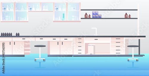 modern lab interior empty no people chemical laboratory with furniture horizontal