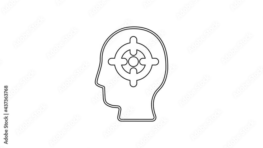 Black line Head hunting icon isolated on white background. Business target or Employment sign. Human resource and recruitment for business. 4K Video motion graphic animation Black line Head hunting icon isolated on white background. Business target or Employment sign. Human resource and recruitment for business. 4K Video motion graphic animation