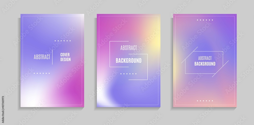 Set Abstract Bright Gradient Cover Background. Can Be Used For Poster, Web, Wallpaper Or Presentation Template.