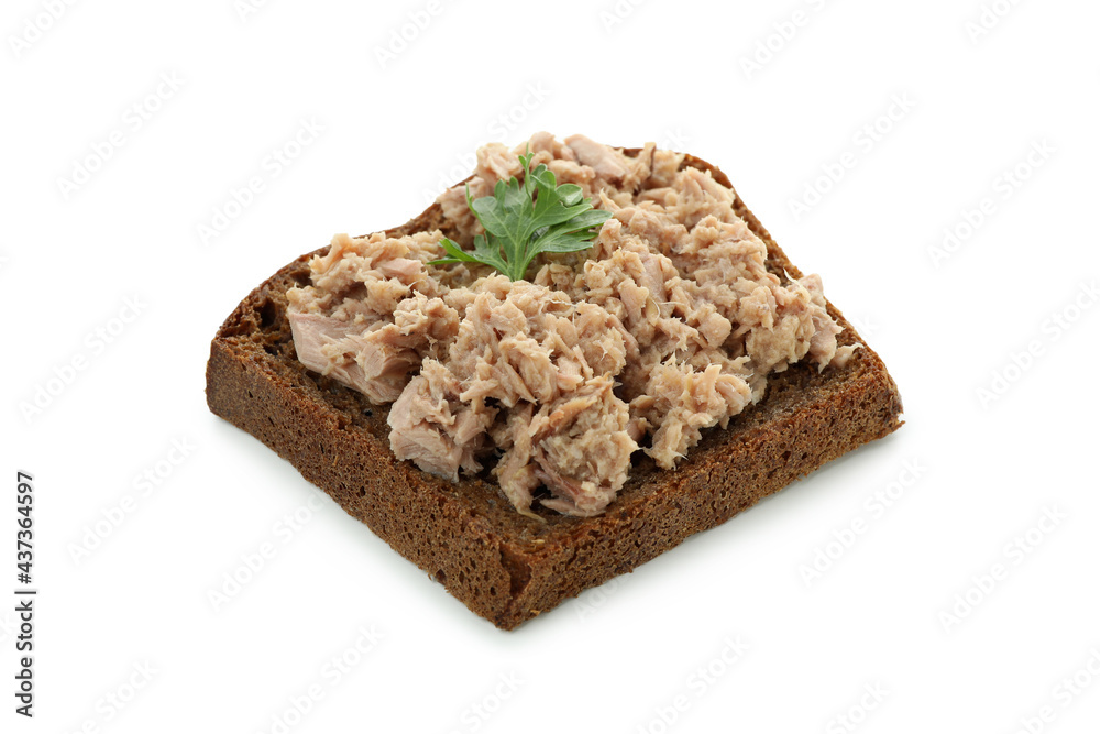 Sandwich with canned tuna isolated on white background Sandwich with canned tuna isolated on white background