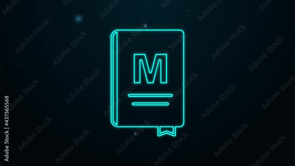 Glowing neon line Restaurant cafe menu icon isolated on black background. 4K Video motion graphic animation Glowing neon line Restaurant cafe menu icon isolated on black background. 4K Video motion graphic animation