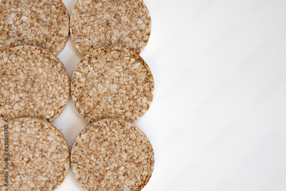 rice cakes isolated on white background, grain crispbreads rice cakes isolated on white background, grain crispbreads