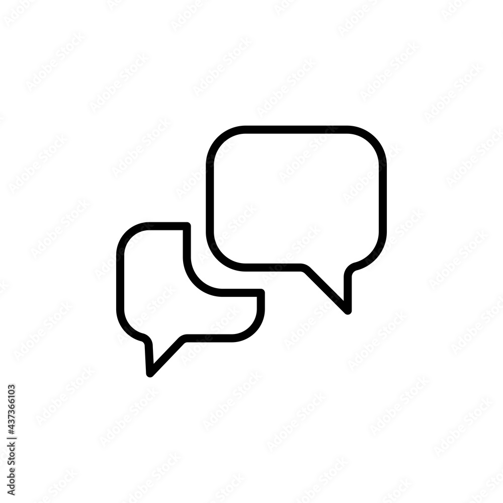 Chat and message or feedback linear icon in black. Dialog badge and communication outline sign. Isolated logo on white background. Social media illustration. Technical support symbol. Vector EPS 10 Chat and message or feedback linear icon in black. Dialog badge and communication outline sign. Isolated logo on white background. Social media illustration. Technical support symbol. Vector EPS 10