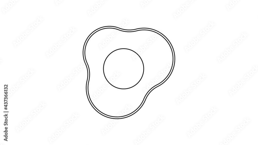Black line Scrambled eggs icon isolated on white background. Home cooked food, fried egg, healthy breakfast, omelet icon. 4K Video motion graphic animation Black line Scrambled eggs icon isolated on white background. Home cooked food, fried egg, healthy breakfast, omelet icon. 4K Video motion graphic animation
