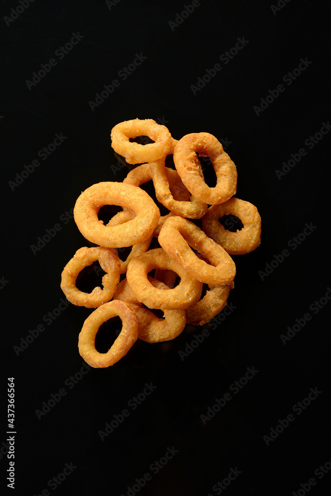 pretzels on black background