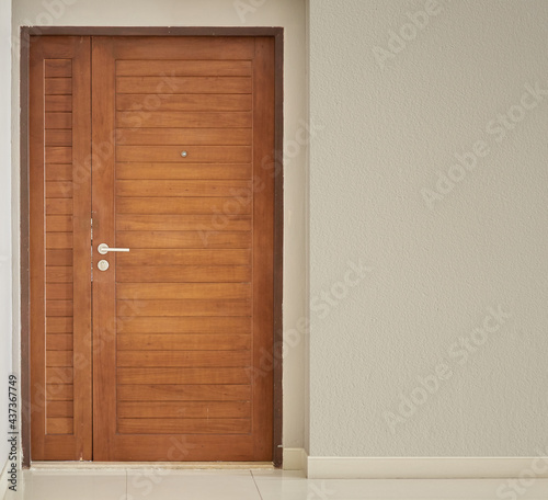 Door with handle, Close the wooden door for safety