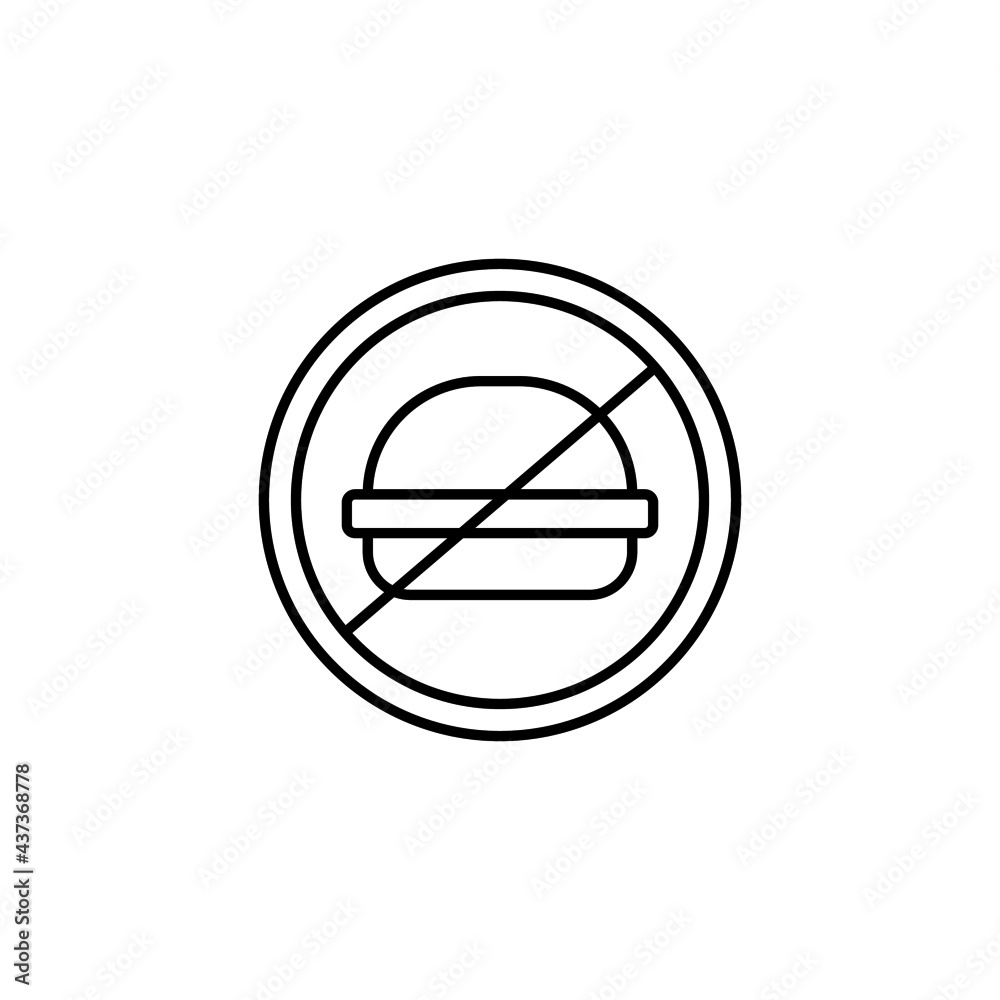 No Food icon, Fasting Ramadhan icon in flat black line style, isolated on white background No Food icon, Fasting Ramadhan icon in flat black line style, isolated on white background