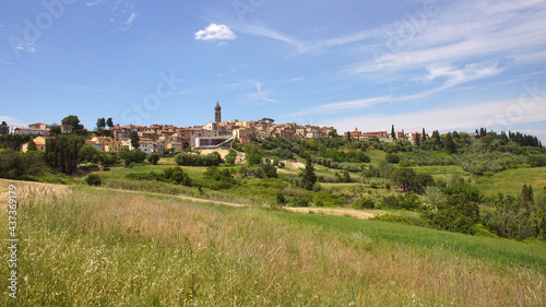 landscape with the village of peccioli in tuscany photo