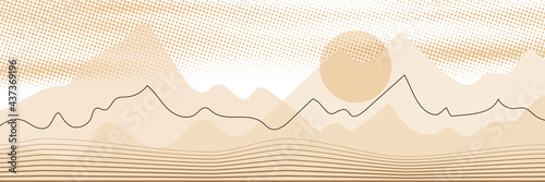 Abstract landscape stylization, vector banner  © Valerii