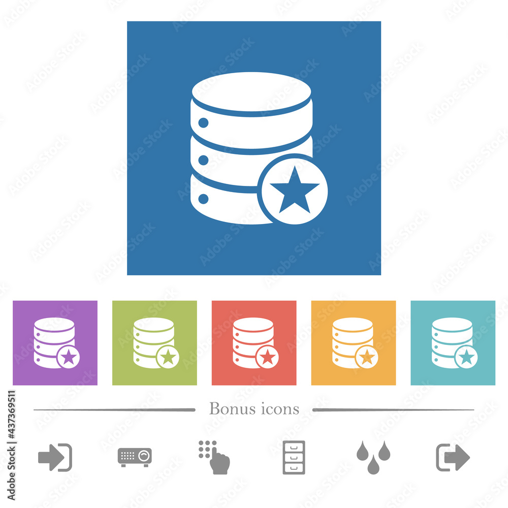 Marked database flat white icons in square backgrounds Marked database flat white icons in square backgrounds
