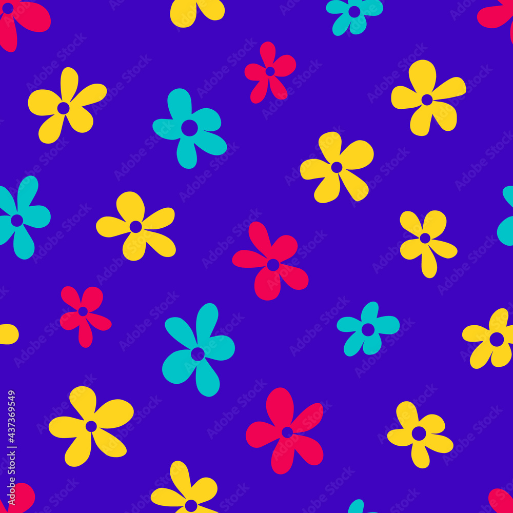 Seamless pattern with colorful flowers