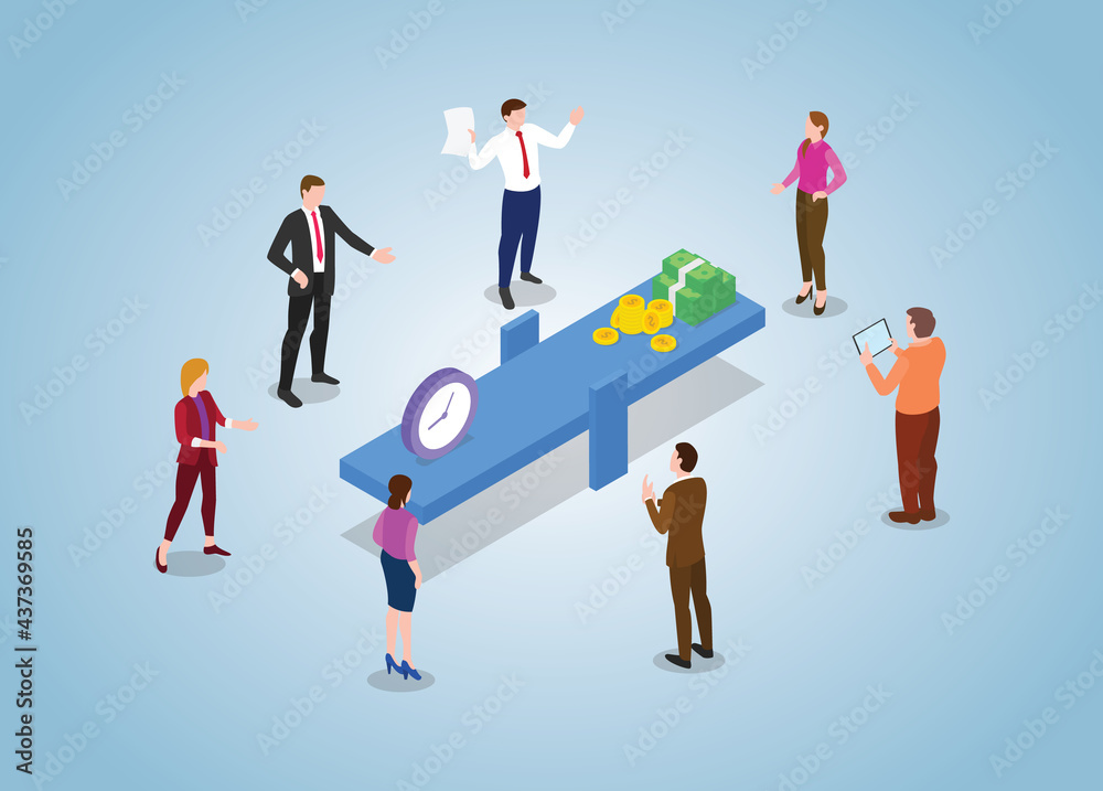 time vs money or compare with modern flat isometric style time vs money or compare with modern flat isometric style