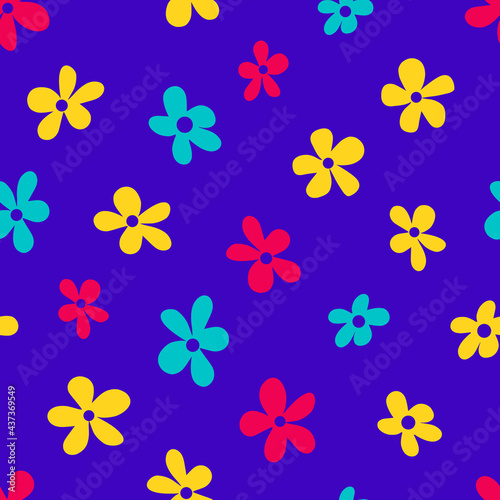 Seamless pattern with colorful flowers